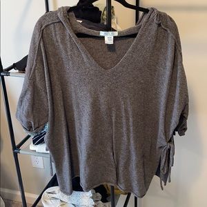 Gray sweater poncho
